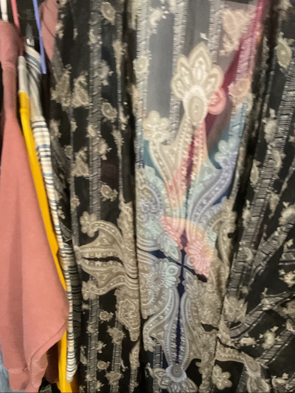 Black Sheer Paisley Kimono Cover-Up